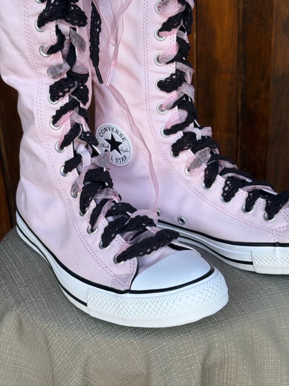 Converse Chuck Taylor XX-Hi Double Lace Summit Pink Knee High NWOB Size 10 W - Picture 4 of 14